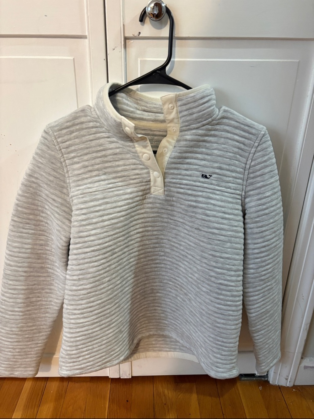 Vineyard Vines Light Gray Quilted Mock Neck Pullover